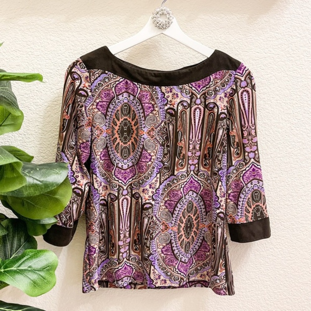 Style & Co Paisley Long-Sleeve Top